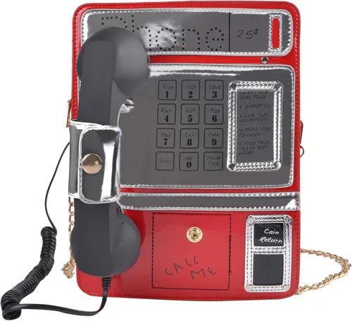 QZUnique Bolsa de hombro con forma de cinta grabadora de radio bolsa cruzada de poliuretano para mujer bolsa de noche retro bolso de mano