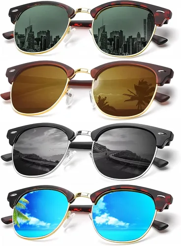 Miniatura 8 de KALIYADI - Gafas de sol polarizadas para hombres y mujeres unisex, marco semirretráctil, estilo retro, para conducir, con bloqueo UV