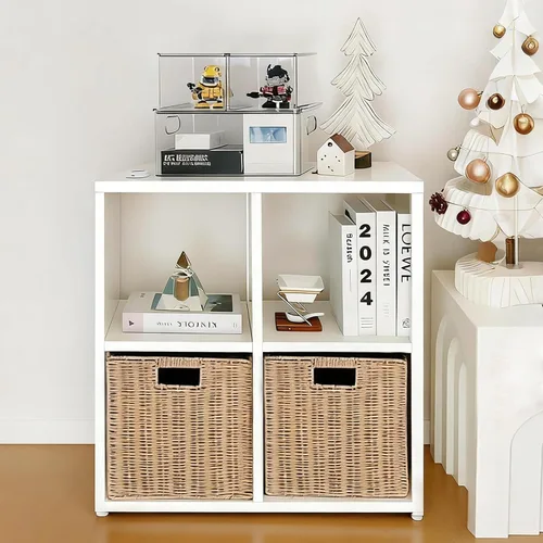 Miniatura 22 de IRONMIX Organizador de almacenamiento de 5 cubos de metal, estantería corta negra, soporte de TV para televisores de hasta 40 pulgadas, centro