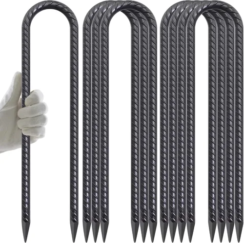 AAGUT Juego de 8 estacas para trampolín de 16 pulgadas, kit de anclaje de amarre para trampolín de 3/8 pulgadas, resistente al viento, accesorios de