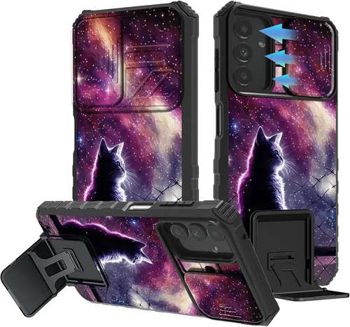 Miniatura 92 de Funda para Samsung Galaxy S22 Ultra 5G, Galaxy S22 Ultra con cubierta de cámara deslizante, funda resistente de doble capa con función atril Black