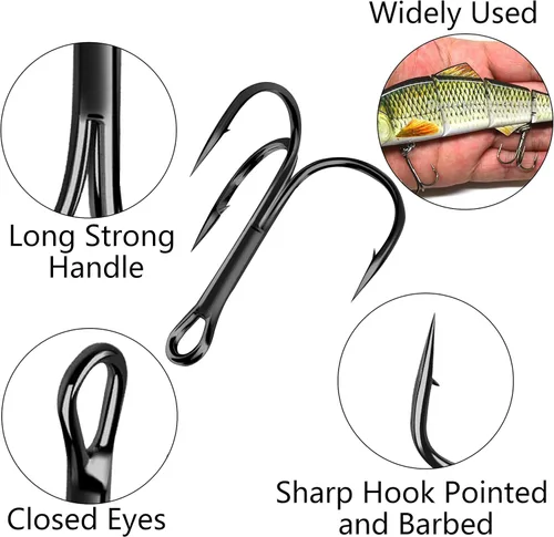 Miniatura 2 de Shaddock Pesca 10-100 piezas de ganchos agudos afilados O'Shaughnessy - Anzuelos de pesca agudos de acero de alto carbono, tamaño 10-10/0 Negro