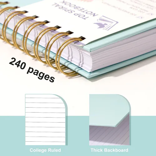 Miniatura 5 de Yoment Cuaderno de espiral superior, bloc de notas de tapa dura, 240 páginas, cuadernos de espiral encuadernados en la parte superior, 7 x 10