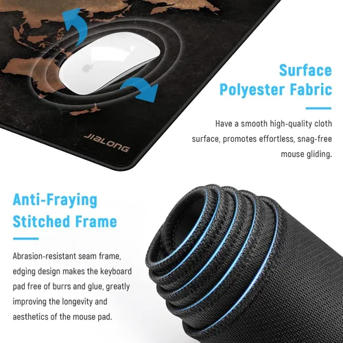 Miniatura 3 de JIALONG - Alfombrilla grande para mouse para videojuegos XXL, con bordes cosidos, tapete de escritorio con base antideslizante para teclado