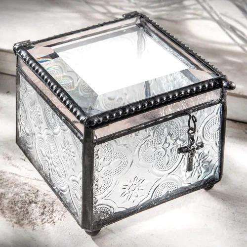 Miniatura 6 de Regalo de confirmación recuerdo personalizado grabado personalizado vintage vitral joyería baratija rosario caja J Devlin 631 EB221
