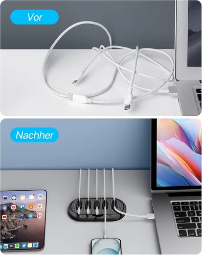 Miniatura 5 de Organizador de cables magnético, soporte de cable de escritorio con 6 clips magnéticos para cables, gestión de cables de carga para oficina en casa