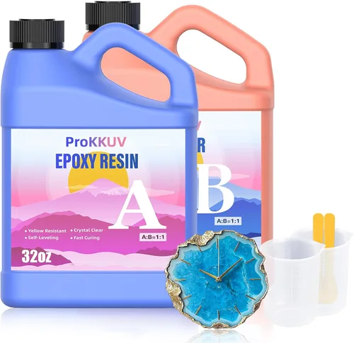 Miniatura 8 de Kit de resina epoxi, resina epoxi transparente de 32 onzas, sin burbujas, no se amarillea, resistente a los rayos UV, seguro para alimentos, fácil