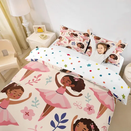 Miniatura 21 de Erosebridal Juego de funda de edredón negra mágica para niñas, tamaño individual, diseño de princesita para niños pequeños, funda de edredón rosa