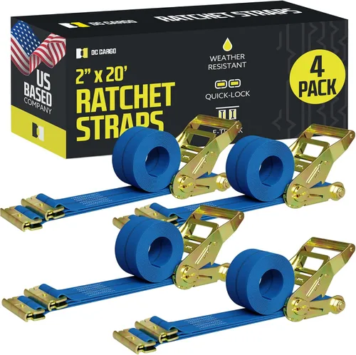 Miniatura 18 de Correas de Trinquete E Track para Sujeción de Carga, (Paquete de 2) 2 x 7 Correas de Trinquete Azules de Servicio Pesado, Correa de Trinquete
