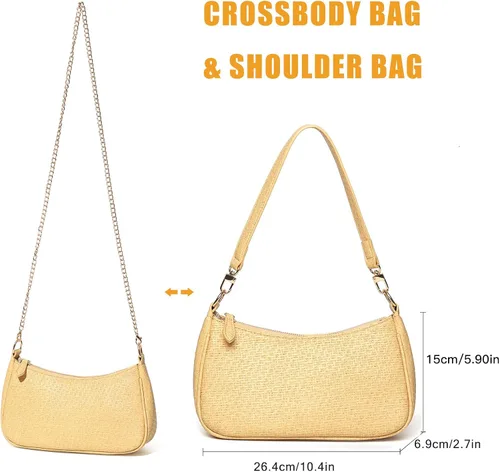 Miniatura 36 de VODIU Bolsos de mano con 2 correas extraíbles y cierre de cremallera, bolsos cruzados, bolso de hombro para mujer