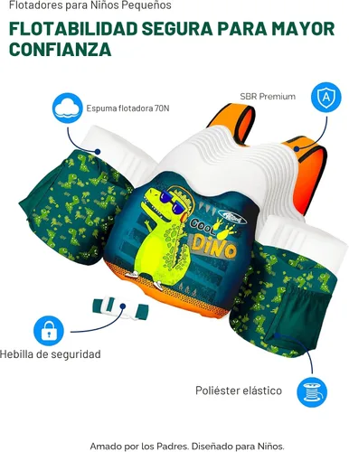 Miniatura 5 de AEOCOO Flotador Saltador de Charco 20-30-50-60-70 Libras, Chaleco de Natación para Niños Pequeños de 1-3-5-6-9 Años, Flotadores de Piscina