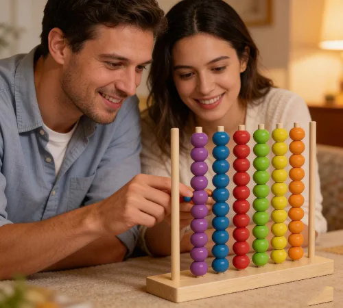 Miniatura 4 de Juego de rompecabezas apilable de anillos de arco iris de ritmo rápido 2026, juego de desafío de coincidencia de colores de madera para amantes