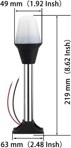 Miniatura 2 de Pactrade Marine Luces de Navegación para Barco Omnidireccionales - Luz LED Blanca de Popa de 8.25 Pulgadas (Montaje en Superficie, Base Fija)