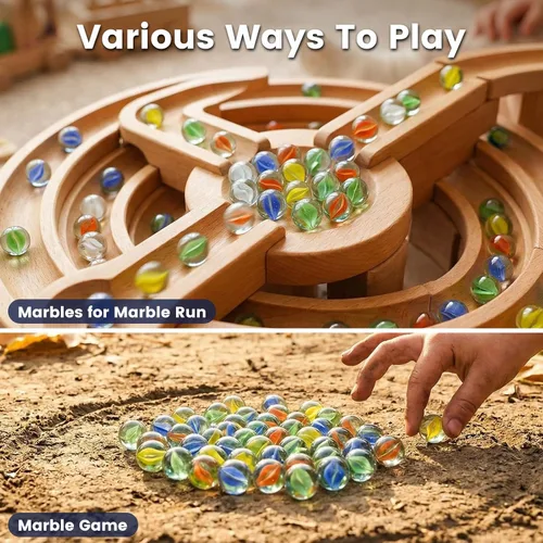 Miniatura 4 de SallyFashion 240 canicas para niños, canicas de ojo de gato mezcladas en 5 colores para damas chinas, juguetes de carrera de canicas, juegos de mesa