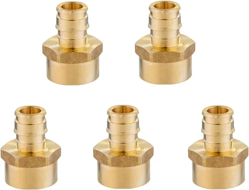 Paquete de 5 accesorios PEX-A, adaptador NPT hembra de expansión de latón de 1 x 1 pulgada, adaptador roscado hembra PEX ASTM F1960 para tubos Pex