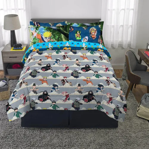 Miniatura 6 de Naruto Anime Bedding - Juego de edredón y sábanas súper suaves con funda, 7 piezas, tamaño full, por Franco