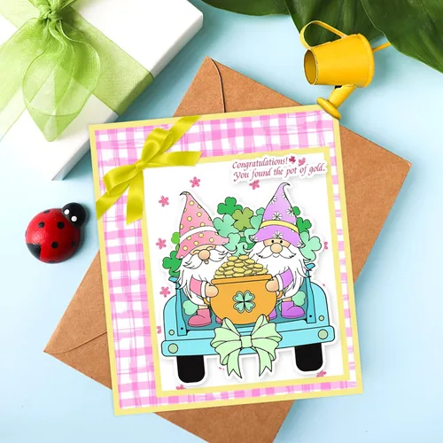 Miniatura 7 de INFUNLY Gnomos - Sellos transparentes y troqueles para hacer tarjetas, palabras, sellos de goma, lindos troqueles de corte de gnomos, bandera