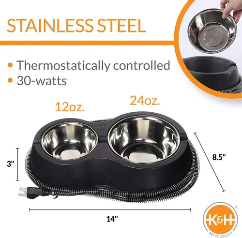 Miniatura 4 de K&H PET PRODUCTS - Casa climatizada para gatos de exteriores, con cuencos Café térmicos para comer, color oliva