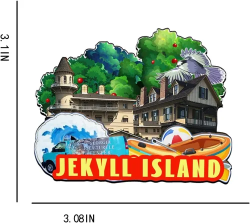 Miniatura 3 de Jekyll Island Georgia USA - Imán de madera para nevera, monumentos 3D, recuerdos coleccionables, decoración hecha a mano -2663