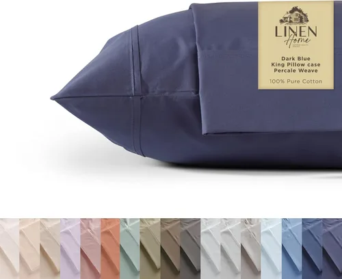 Miniatura 7 de Linen Home Juego de fundas de almohada King de 500 hilos, fundas de almohada 100 % algodón de fibra larga, juego de 2 fundas de almohada de satén
