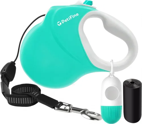 Miniatura 7 de PetiFine Correa retráctil para perro con dispensador y bolsas para excrementos, correa resistente de 30 pies para perros medianos y grandes de hasta