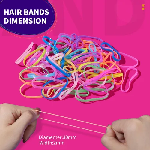 Miniatura 5 de Teenitor 2000 ligas para el pelo de niños pequeños, bandas elásticas de goma para el pelo de bebé, lazos para el pelo multicolor para niñas B