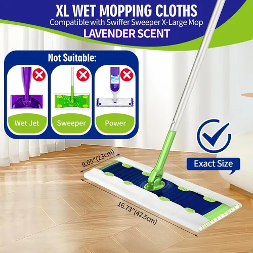 Miniatura 2 de 20 paños de limpieza húmedos XL resistentes compatibles con Swiffer Sweeper XL Mop, almohadillas húmedas desechables tamaño XL para limpieza