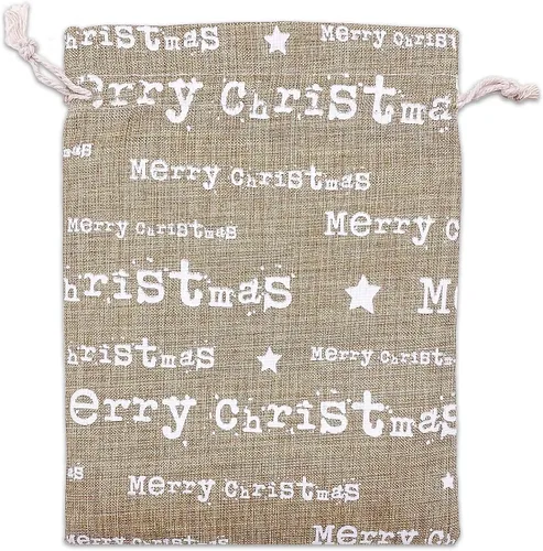 Miniatura 36 de 48 paquetes de 3x4 bolsas de regalo reutilizables de yute y arpillera con cordones (Feliz Navidad, X-Pequeño) - para regalos, favores de fiesta