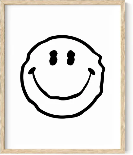 Miniatura 36 de HAUS AND HUES Impresión artística de sonrisas ácidas negras - Individual - 12x16 Smileys negros