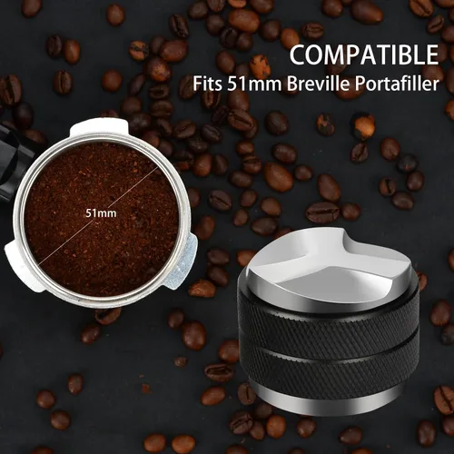Miniatura 2 de Manipulador espresso de 2.008 in, altura ajustable del distribuidor de café, nivelador de café que se adapta con doble cabeza dos en uno y tres