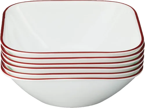 Corelle Vitrelle - Juego de 6 tazones de cereal y sopa de 22 onzas (6.25" de ancho), vidrio de triple capa y resistente a las astillas, juego de