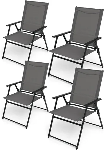 Miniatura 9 de Anmutig 2 sillas plegables rojas para patio al aire libre con respaldo alto, reposabrazos ligeros