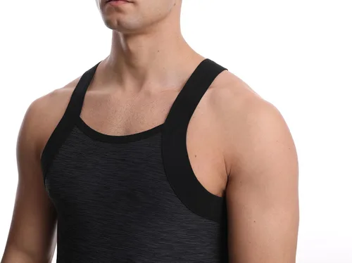 Miniatura 6 de Different Touch Paquete de 3 camisetas sin mangas de corte cuadrado de ajuste seco para hombre