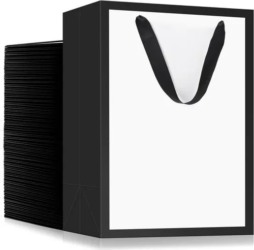 Miniatura 50 de EUSOAR Bolsas de compras de papel con asas, paquete de 25 bolsas pequeñas de papel kraft de 5.9 x 2.3 x 7.8 pulgadas, bolsa de mercancía