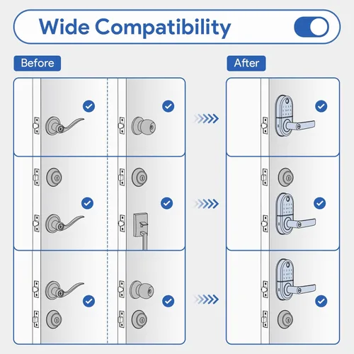 Miniatura 6 de Cerradura de puerta con teclado inteligente con asa: cerradura de huellas dactilares NICE DIGI sin llave para puerta delantera/interior, cerradura