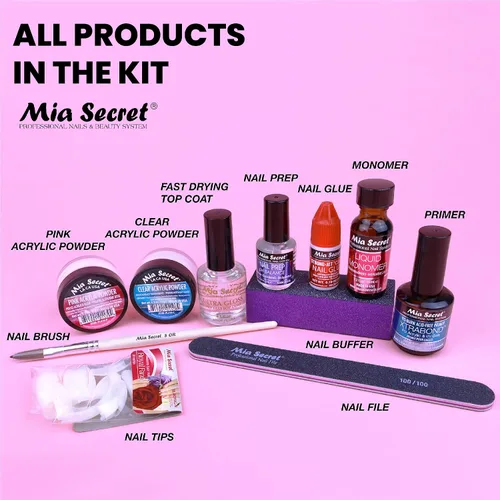 Miniatura 8 de Mia Secret Kit de uñas acrílicas para principiantes - Kit de uñas con polvo acrílico rosa y polvo acrílico transparente con todo - Kit de inicio