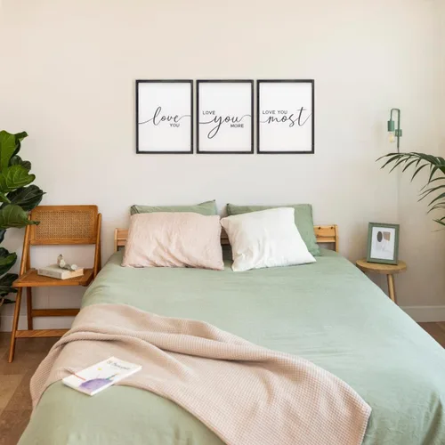 Miniatura 5 de Juego de 3 letreros con texto en inglés "I Love You More" con texto en inglés "I Love You Most Sign", decoración de pared para dormitorio y sala