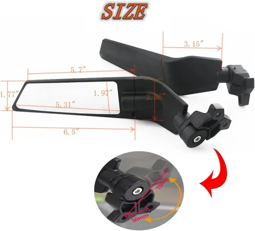 Miniatura 5 de Espejos de motocicleta ajustables de aluminio con aletas giratorias Stealth compatibles con Kawasaki Ninja 300 400 500 650 ZX6R Suzuki GSXR 600 750