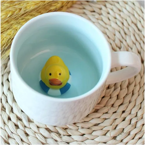 Miniatura 8 de Hotmiss Taza de cerámica con diseño de gato oculto en el interior de animales en 3D, bonitas tazas hechas a mano con dibujos animados, regalo