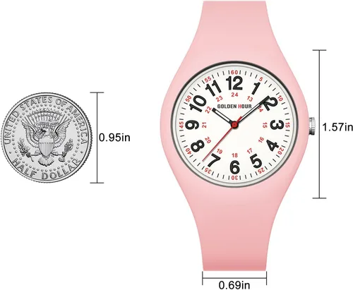 Miniatura 4 de GOLDEN HOUR Relojes deportivos impermeables analógicos unisex para enfermeras, profesionales médicos, estudiantes, esfera militar brillante y fácil