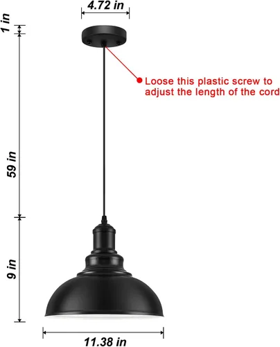 Miniatura 2 de Luces Colgantes, Lámpara Colgante de Estilo Rústico con Pantalla de Metal (Interior Blanco), Iluminación Colgante Industrial Negro Mate para Isla