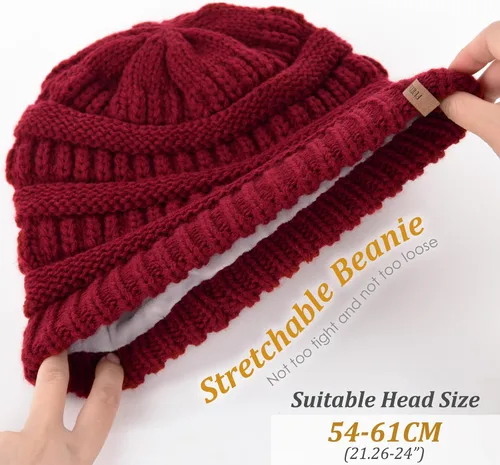 Miniatura 27 de FURTALK Gorros de invierno para mujer, con forro polar, gorro de punto holgado y cálido, gorro de esquí