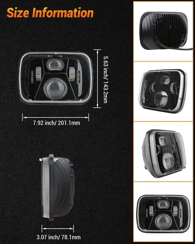 Miniatura 7 de Faros delanteros LED H6054 de 5 x 7, 7 x 6, 110 W, 8400 lm, faros delanteros de haz sellado alto y bajo, DOT antideslumbrante, compatibles con Jeep