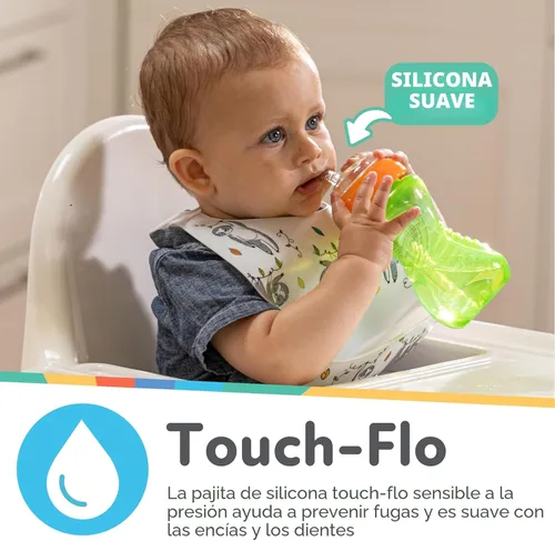 Miniatura 2 de Nuby Vaso antiderrames con popote flexible (paquete de 3) botellas de 10 onzas, vasos para sorber para niños pequeños de 12 meses en adelante, tazas