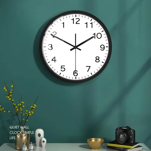 Miniatura 8 de Reloj de pared con marco de metal y cubierta de cristal, reloj de pared analógico redondo y inverso, funciona con pilas, para sala de estar