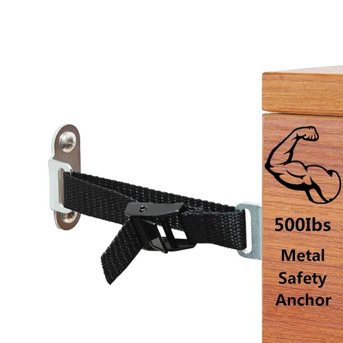 Anclajes para muebles antipunta, (4 juegos) anclajes de seguridad ajustables para niños, kit a prueba de terremotos y a prueba de bebés para