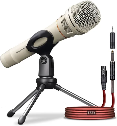 Miniatura 10 de Micrófono Dinámico - Micrófono Vocal Profesional para Cantar - Micrófono de Mano con Cable con Cable de Audio XLR de 16 ft a 1/4" - Micrófono