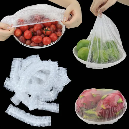Nanaborn Bolsas de conservación fresca, 200 unidades, con fundas elásticas desechables retráctiles para almacenamiento de alimentos para