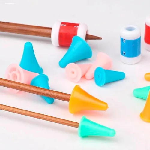 Miniatura 3 de 100 protectores de puntos de agujas de tejer, tapones de punta de aguja de silicona para principiantes, tejer, manualidades, bricolaje