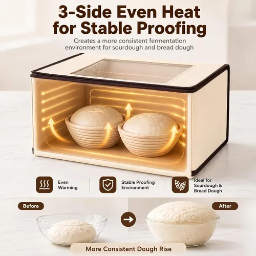 Miniatura 2 de BLUBYEES Caja de fermentación plegable mejorada con calefacción de 3 lados, sensor NTC incorporado y control preciso de temperatura de 68-104°F